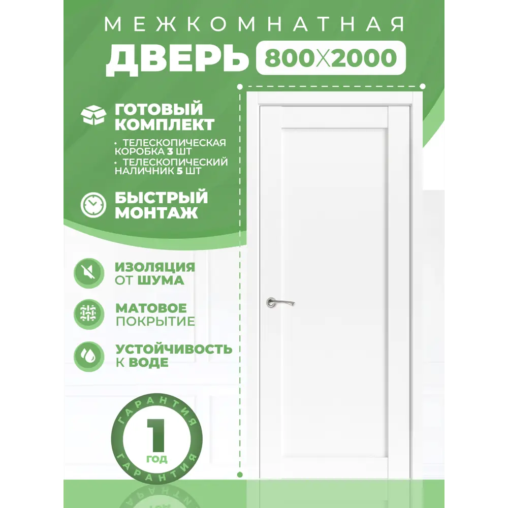 Фото 2 Комплект межкомнатной двери Uberture Лайт классика 11011 глухая 200x80см ПВХ цвет лофт белый с коробом и наличниками Фото 2 Комплект межкомнатной двери Uberture Лайт классика 11011 глухая 200x80см ПВХ цвет лофт белый с коробом и наличниками