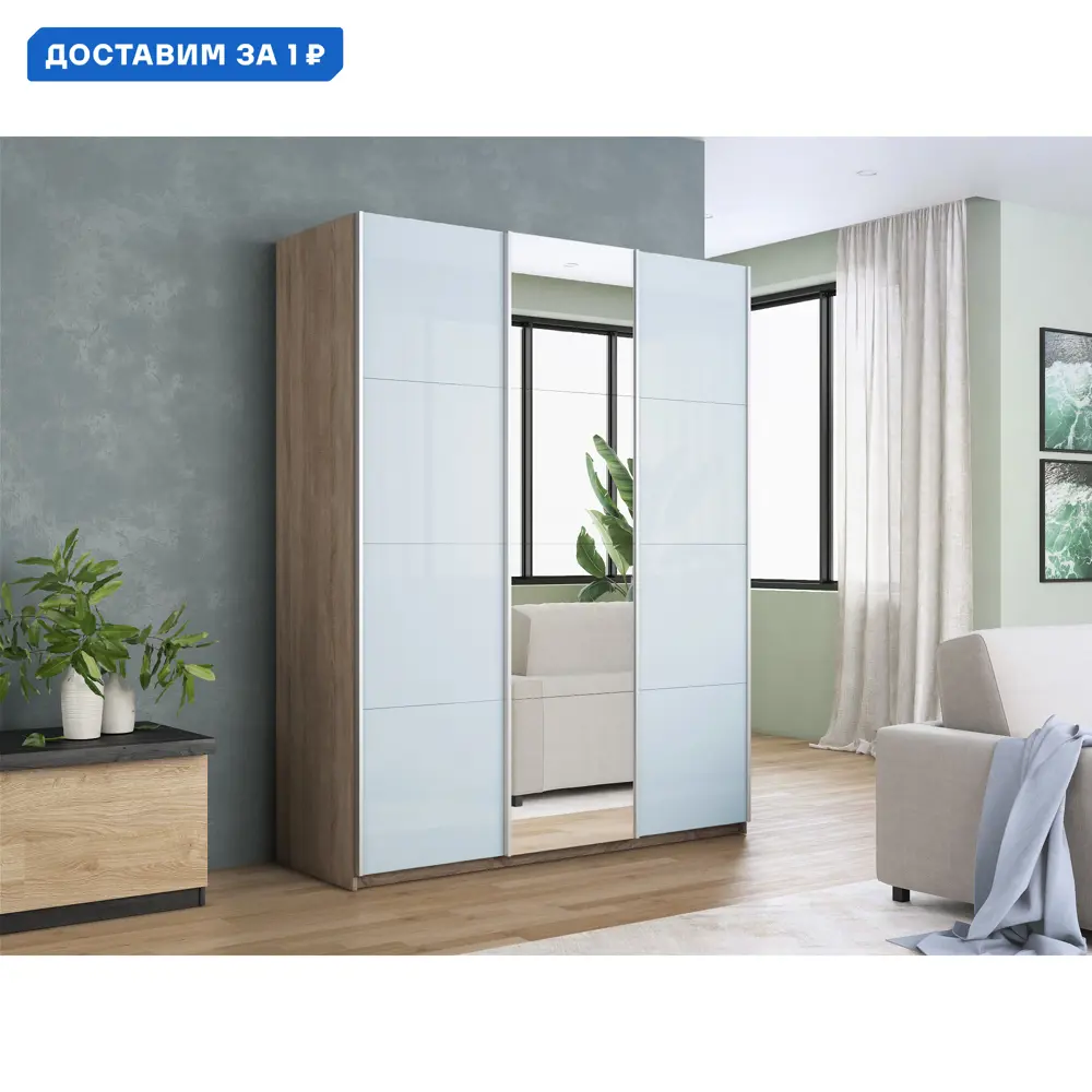 Фото Шкаф-купе Мебельная компания е1 500446 230x180x57 см 10 полок ЛДСП цвет сонома Фото Шкаф-купе Мебельная компания е1 500446 230x180x57 см 10 полок ЛДСП цвет сонома