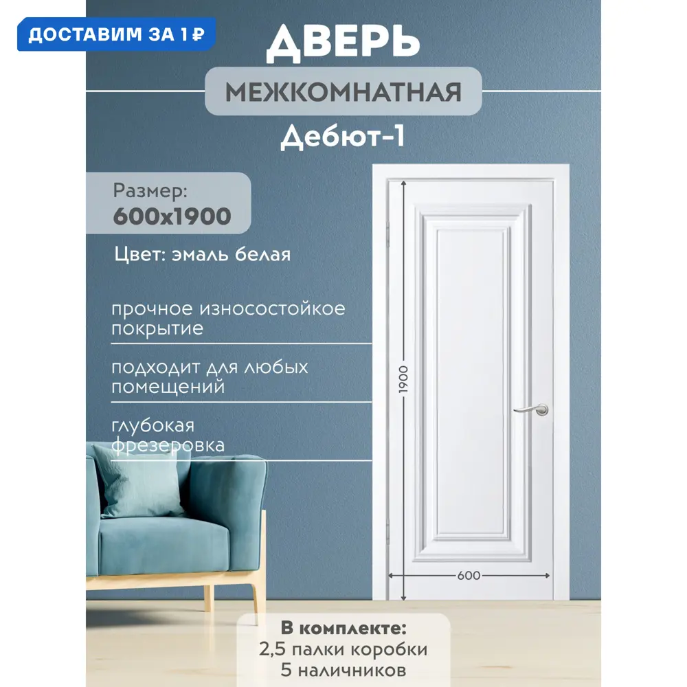 Фото Межкомнатная дверь Wanmark Дебют-1 ДГ глухая 190x60см Эмаль цвет белый Фото Межкомнатная дверь Wanmark Дебют-1 ДГ глухая 190x60см Эмаль цвет белый