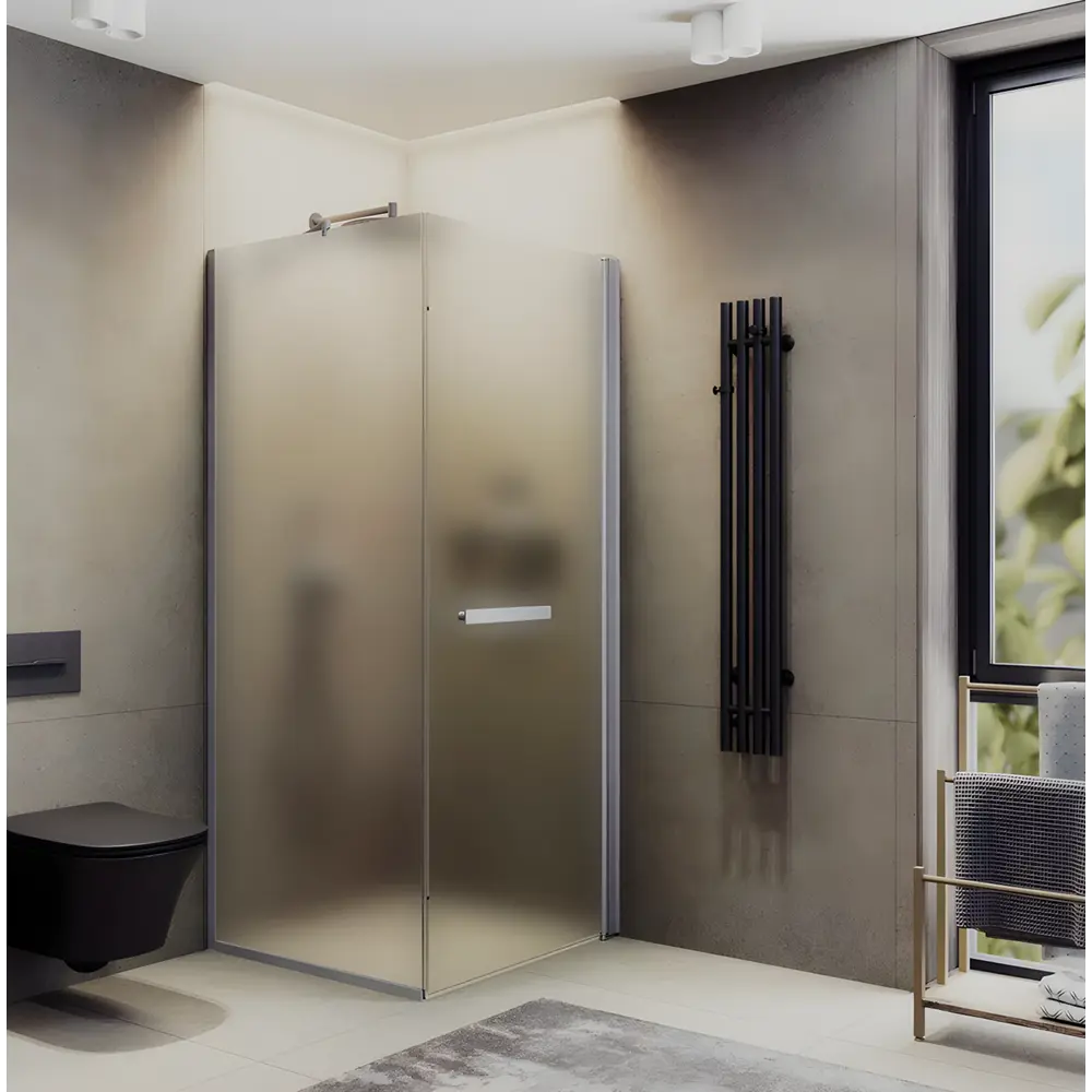 Фото 5 Душевой уголок Doccia GLASS100ypl/SA/5CHMT угол 100x100см хромированный профиль эффект стекла матовый Фото 5 Душевой уголок Doccia GLASS100ypl/SA/5CHMT угол 100x100см хромированный профиль эффект стекла матовый