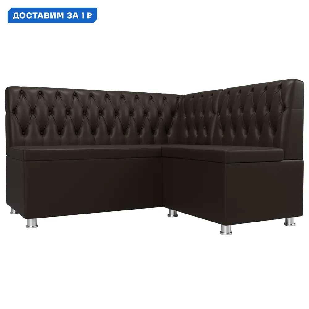 Фото Диван кухонный угловой Мирта правый угол Лига диванов 107607 152x89x126 см экокожа цвет коричневый