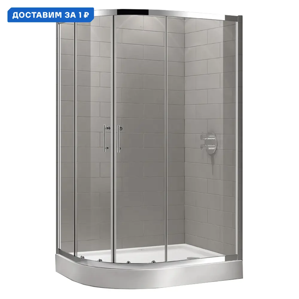 Фото Душевой уголок Cezares Eco 19949 многоугольный 100x80см серебро профиль эффект стекла прозрачный