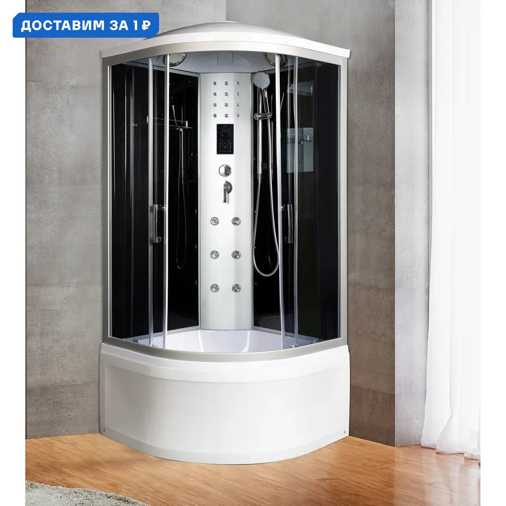 Фото Душевая кабина River Dunay 80/44 ТН 80x80 см стекло прозрачное тонированное поддон высокий