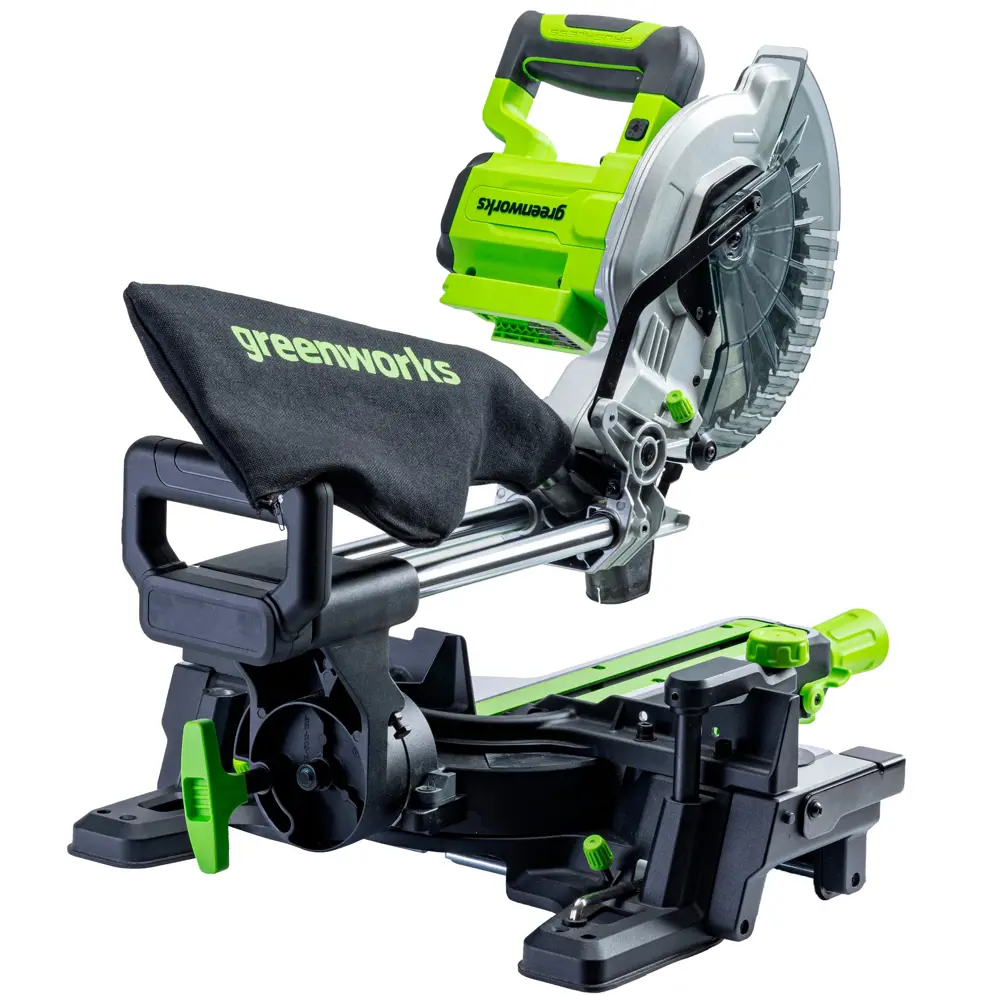 Фото 7 Пила торцовочная аккумуляторная Greenworks GD24MS216, 24 В Li-Ion 216 мм, без АКБ и ЗУ Фото 7 Пила торцовочная аккумуляторная Greenworks GD24MS216, 24 В Li-Ion 216 мм, без АКБ и ЗУ