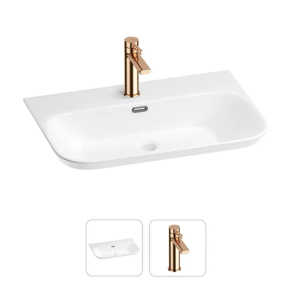 Фото Раковина для ванной Wellsee Eclatant 2.0 201000954 в наборе 2 в 1: раковина прямоугольная цвет белый глянцевый, смеситель Фото Раковина для ванной Wellsee Eclatant 2.0 201000954 в наборе 2 в 1: раковина прямоугольная цвет белый глянцевый, смеситель