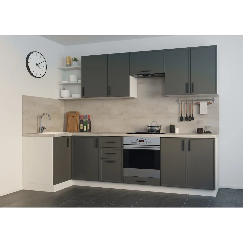 Фото 6 Фасад для кухонного шкафа Неро 59.7x7.3 см KONSENSA ЛДСП цвет серый