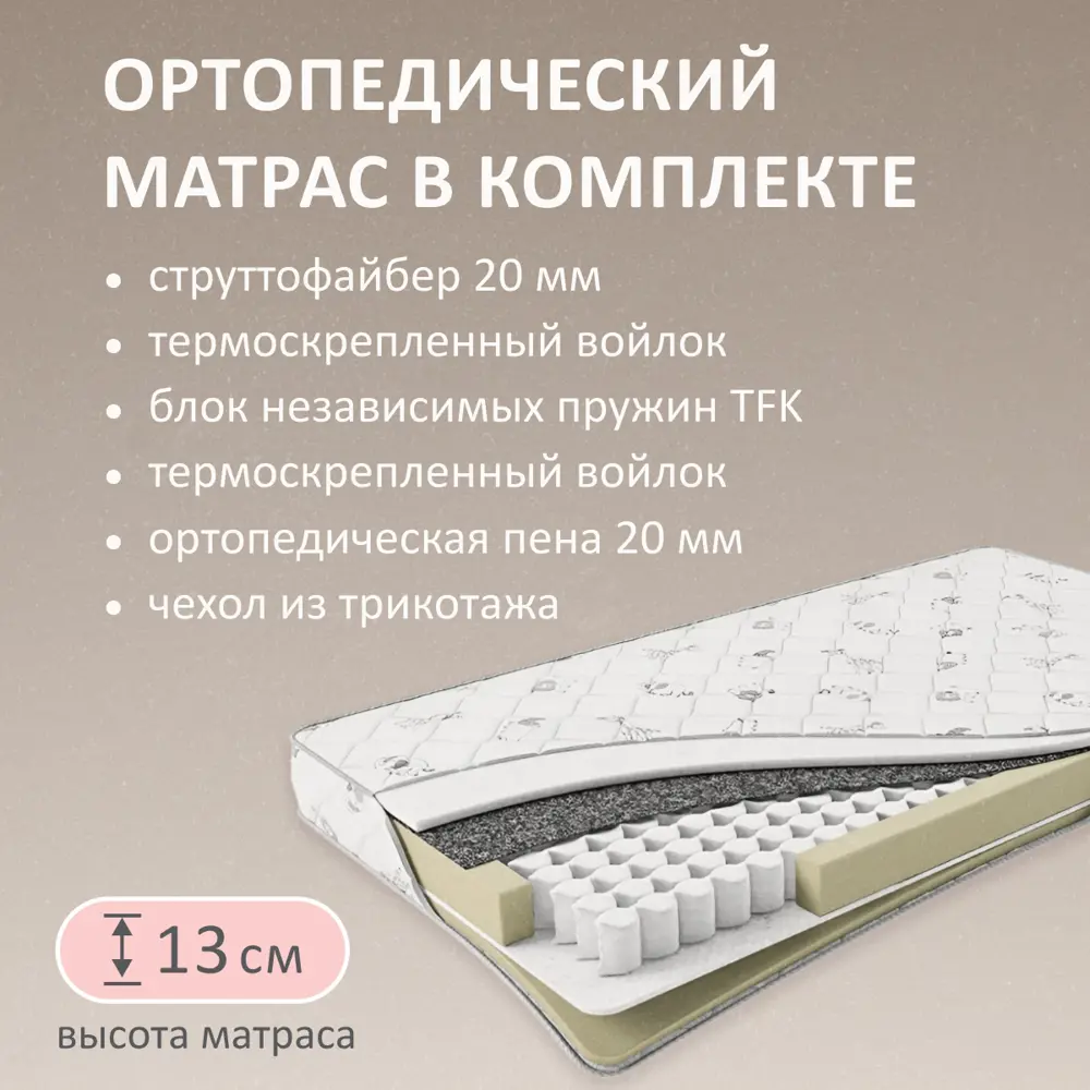 Фото 3 Кровать-тахта Romack Polly с матрасом 97x80x208 см ДСП цвет латте Фото 3 Кровать-тахта Romack Polly с матрасом 97x80x208 см ДСП цвет латте