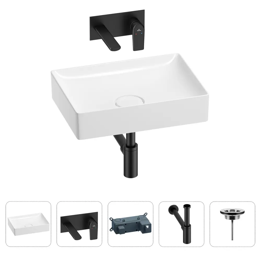 Фото Раковина для ванной Wellsee Pure BY Wellsee 201002612 в наборе 4 в 1: раковина белая глянцевая, встраиваемый смеситель, сифон Фото Раковина для ванной Wellsee Pure BY Wellsee 201002612 в наборе 4 в 1: раковина белая глянцевая, встраиваемый смеситель, сифон