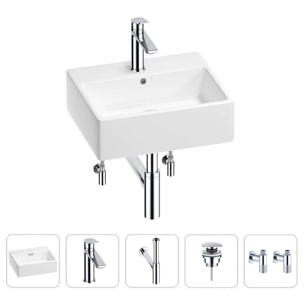 Фото Раковина со смесителем для ванной Wellsee Graceful Pro 201004606 раковина 50 см цвет белый глянцевый, смеситель, донный клапан Фото Раковина со смесителем для ванной Wellsee Graceful Pro 201004606 раковина 50 см цвет белый глянцевый, смеситель, донный клапан