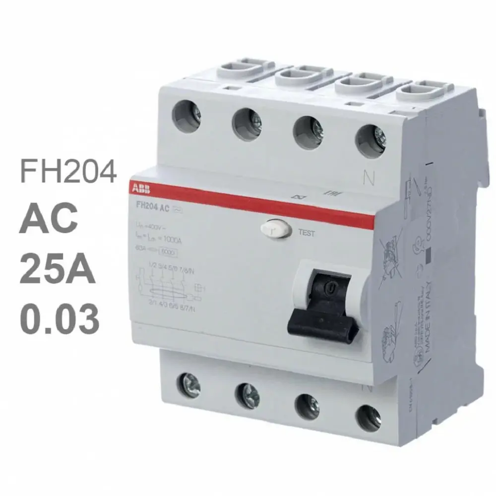 Фото Выключатель дифференциального тока ABB 4P FH204 AC-25/0,03 25А 30mA (AC) Фото Выключатель дифференциального тока ABB 4P FH204 AC-25/0,03 25А 30mA (AC)