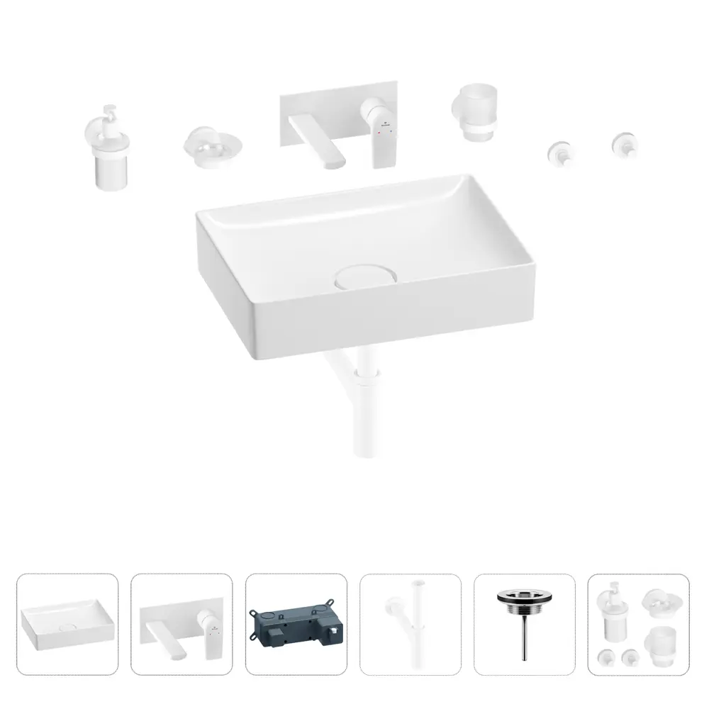 Фото Раковина для ванной Wellsee Pure BY Wellsee 201006425 в наборе 8 в 1: раковина белая глянцевая, встраиваемый смеситель Фото Раковина для ванной Wellsee Pure BY Wellsee 201006425 в наборе 8 в 1: раковина белая глянцевая, встраиваемый смеситель