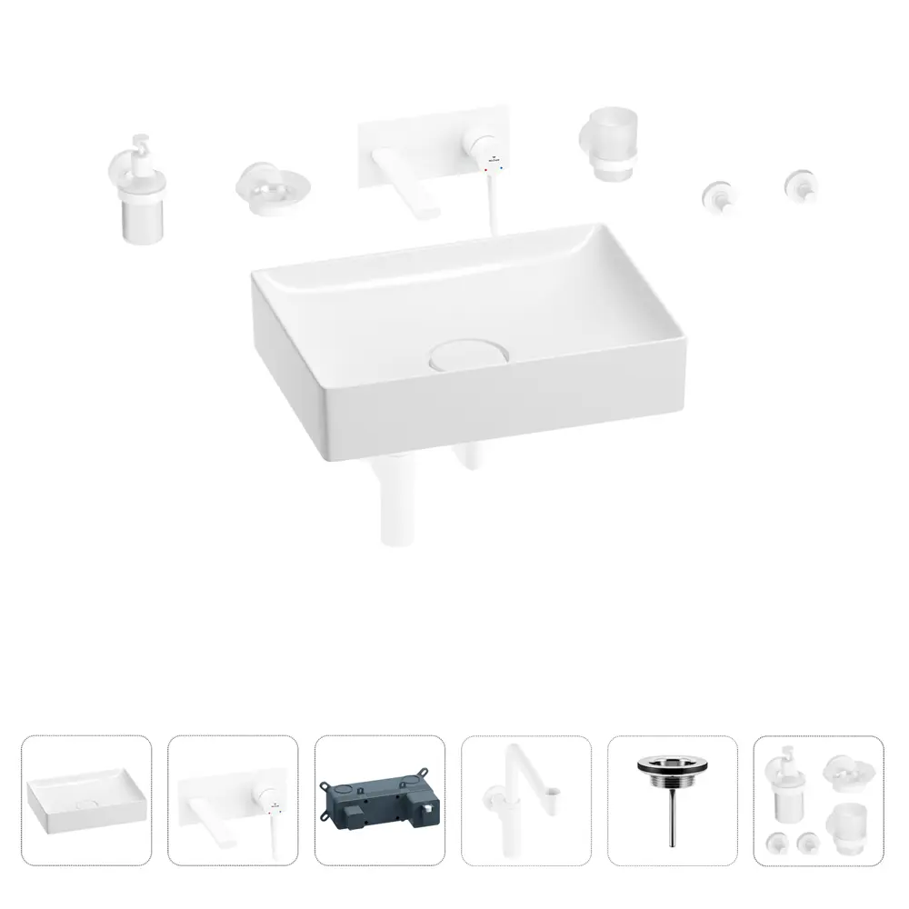 Фото Раковина для ванной Wellsee Pure BY Wellsee 201006450 в наборе 8 в 1: раковина белая глянцевая, встраиваемый смеситель Фото Раковина для ванной Wellsee Pure BY Wellsee 201006450 в наборе 8 в 1: раковина белая глянцевая, встраиваемый смеситель