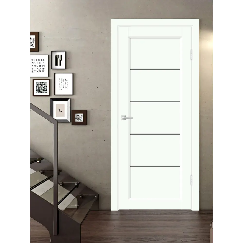 Фото 2 Комплект межкомнатной двери Velldoris Style 1 остеклённая Мателюкс 200x90см ПВХ цвет белый опал с коробом и наличниками Фото 2 Комплект межкомнатной двери Velldoris Style 1 остеклённая Мателюкс 200x90см ПВХ цвет белый опал с коробом и наличниками