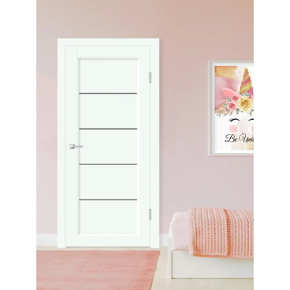 Фото 2 Комплект межкомнатной двери Velldoris Style 1 остеклённая Мателюкс 200x90см ПВХ цвет эльбрус с коробом и наличниками Фото 2 Комплект межкомнатной двери Velldoris Style 1 остеклённая Мателюкс 200x90см ПВХ цвет эльбрус с коробом и наличниками