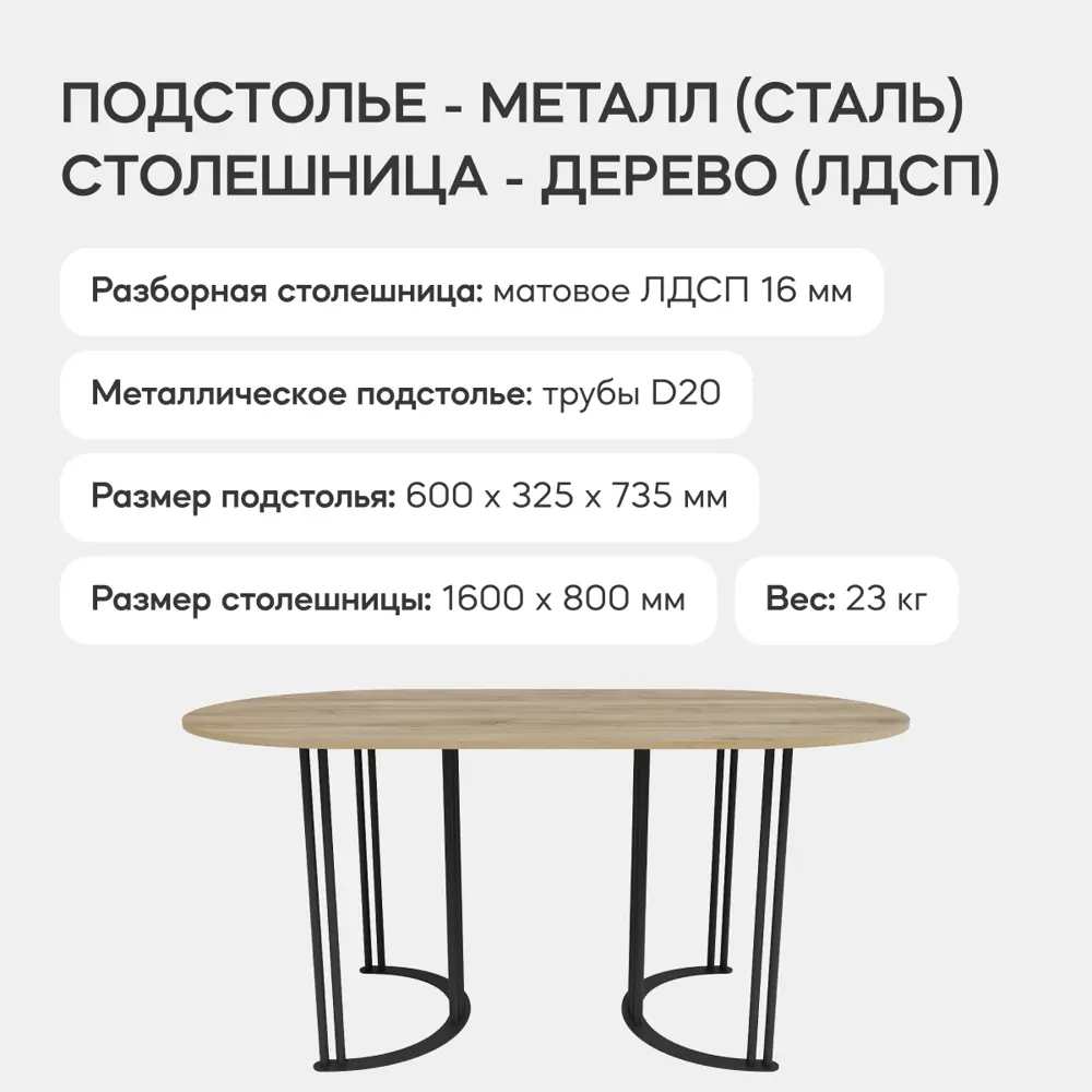 Фото 3 Стол овальный Genglass GGT-20-2-1-16080 160x80 см лдсп цвет черный Фото 3 Стол овальный Genglass GGT-20-2-1-16080 160x80 см лдсп цвет черный