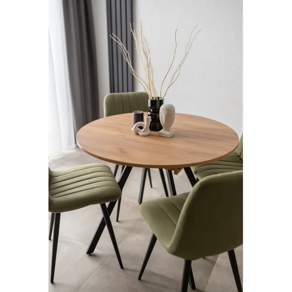 Фото 10 Стол круглый Woodville 615159 90x90 см лдсп цвет дуб крафт золотой / черный матовый Фото 10 Стол круглый Woodville 615159 90x90 см лдсп цвет дуб крафт золотой / черный матовый