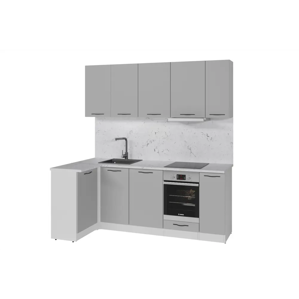 Фото Кухонный гарнитур Gerda Прайм/шелли Шелли прайм 200x217x60 см ЛДСП цвет серый Фото Кухонный гарнитур Gerda Прайм/шелли Шелли прайм 200x217x60 см ЛДСП цвет серый