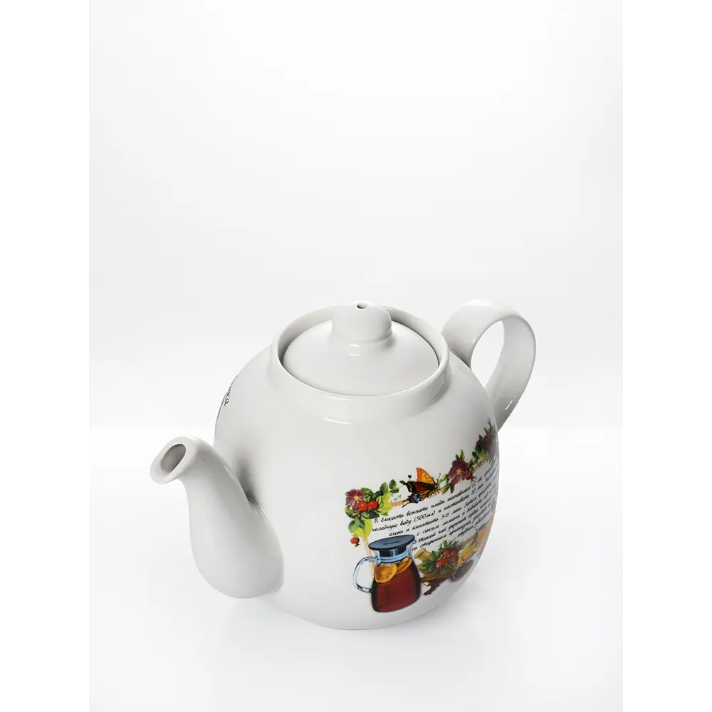 Фото 4 Чайник заварочный фарфоровый 1400 мл. Дулево ф.Янтарь Чай из плодов шиповника