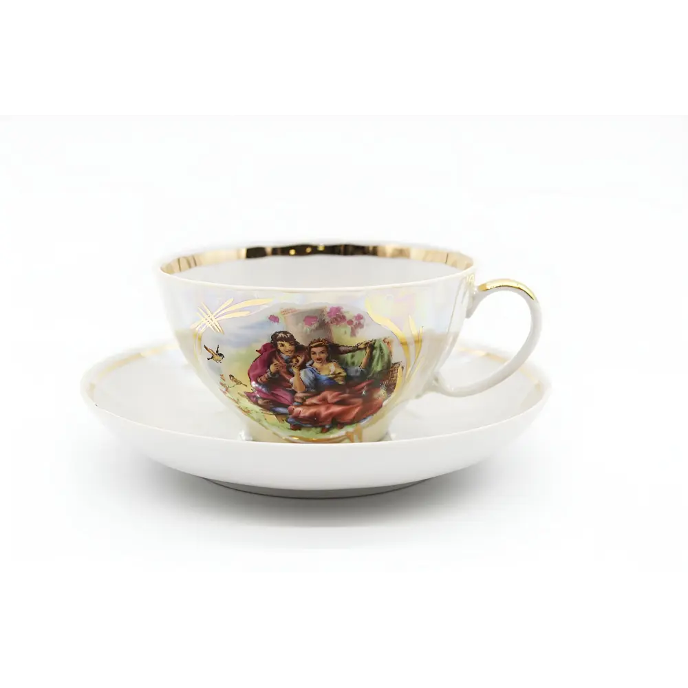 Фото Чайный набор 275 мл Дулёвский фарфоровый завод Белый лебедь 25752 фарфор цвет разноцветный 1 шт