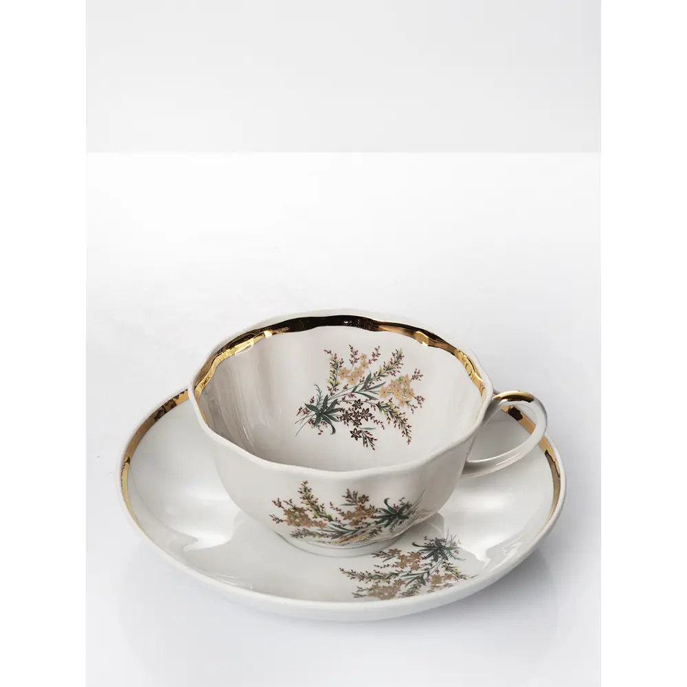 Фото 3 Чайный набор 220 мл Дулёвский фарфоровый завод Тюльпан c1290 фарфор цвет разноцветный 1 шт