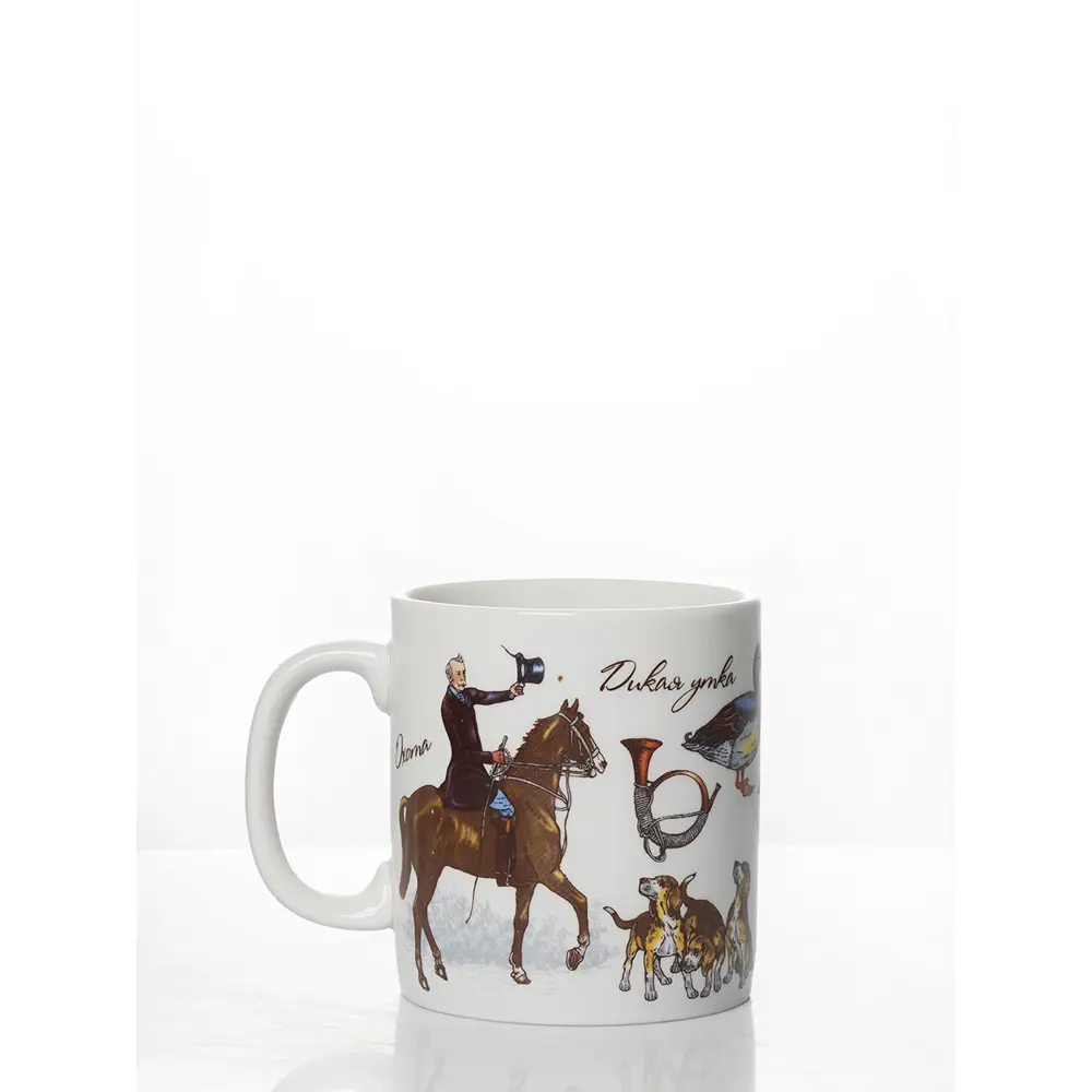 Фото 5 Кружка 300 мл Дулёвский фарфоровый завод Охотничьи сюжеты 91892/2 фарфор цвет белый 2 шт