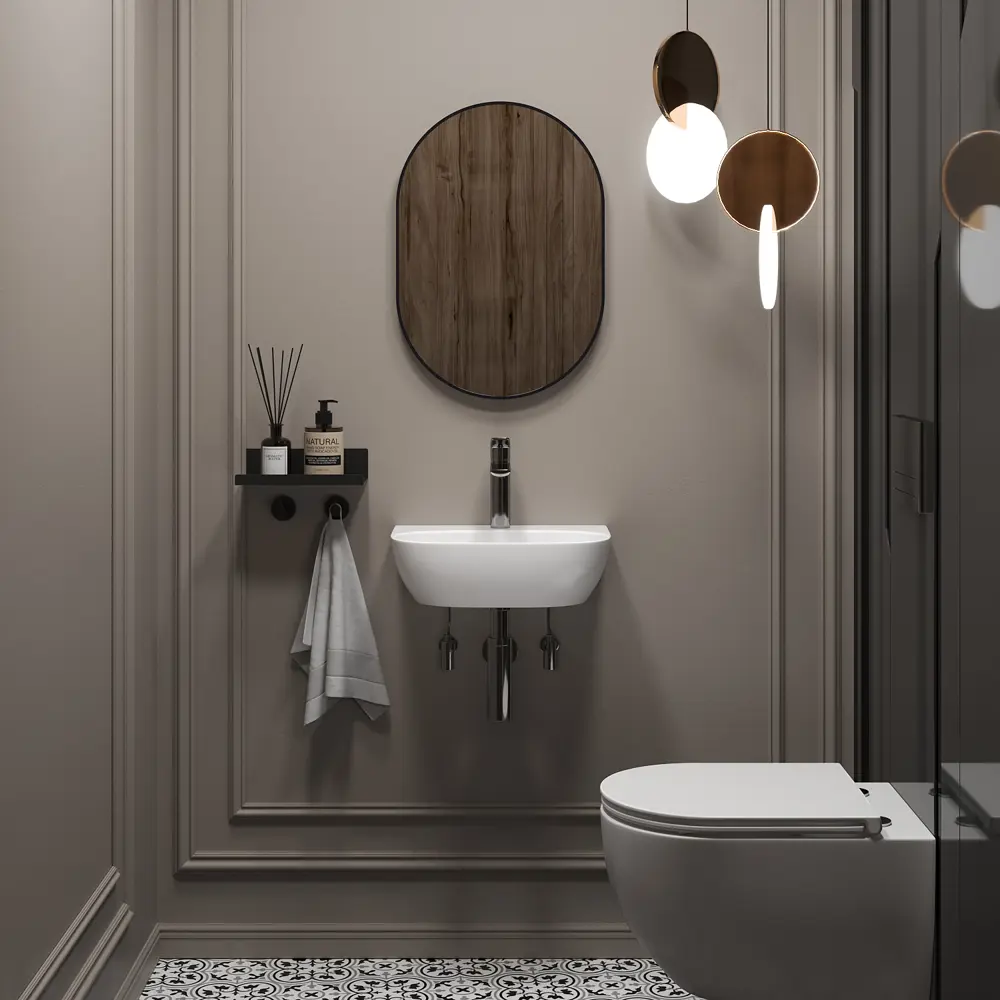 Фото 7 Раковина мини Wellsee WC Area 42см с донный клапаном сифоном и смесителем 20212195R Фото 7 Раковина мини Wellsee WC Area 42см с донный клапаном сифоном и смесителем 20212195R