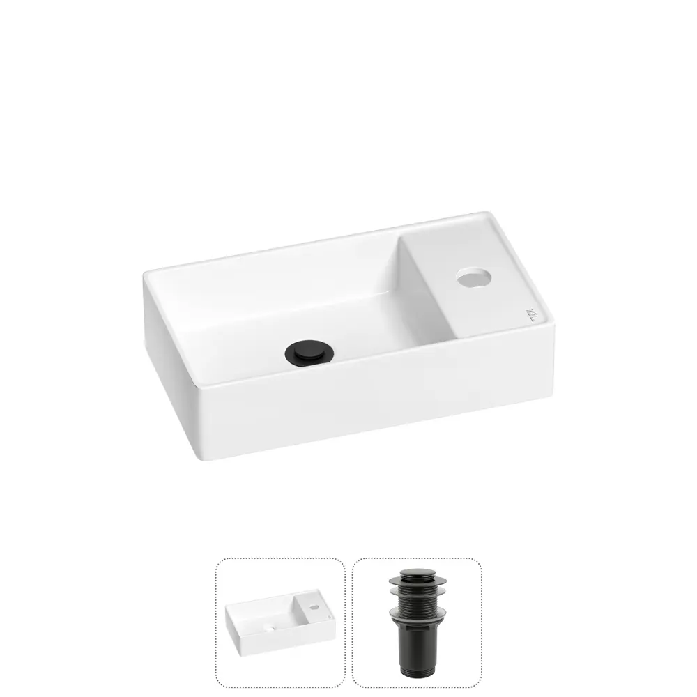 Фото Раковина мини Wellsee WC Area 41см с донный клапаном 20213611R