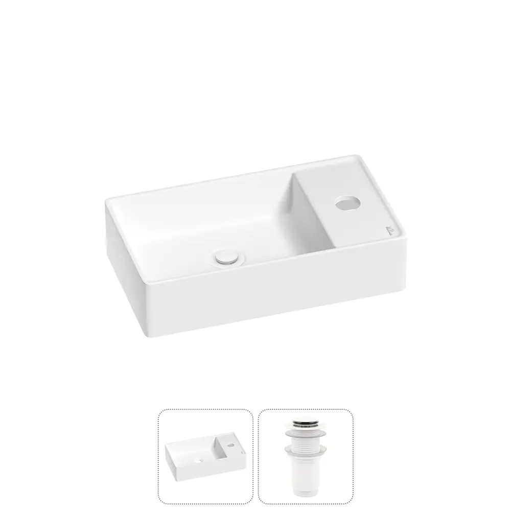 Фото Раковина мини Wellsee WC Area 41см с донный клапаном 20213629R