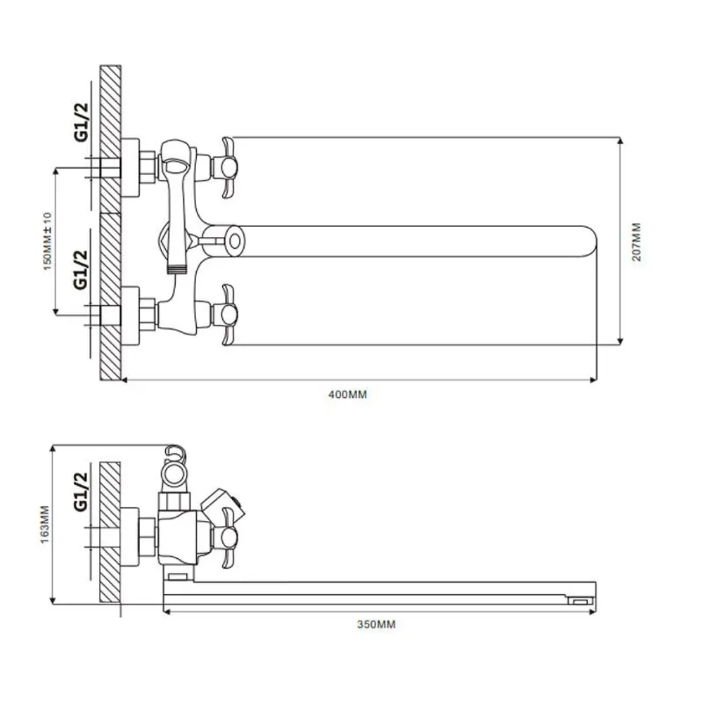 Фото 2 Смеситель для ванны Ekko E22731 двухвентильный цвет хром Фото 2 Смеситель для ванны Ekko E22731 двухвентильный цвет хром