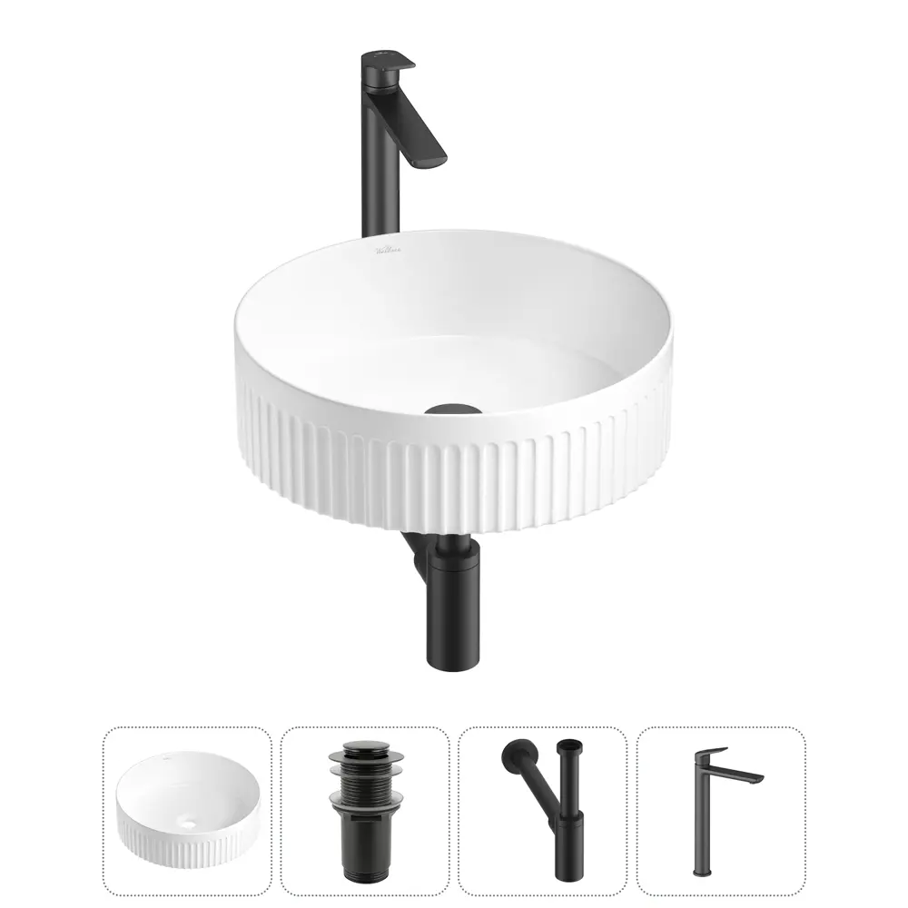 Фото Раковина Wellsee festive fox 2.0 20213459R 36см цвет раковина 4 в 1: д/к, сифон, смеситель