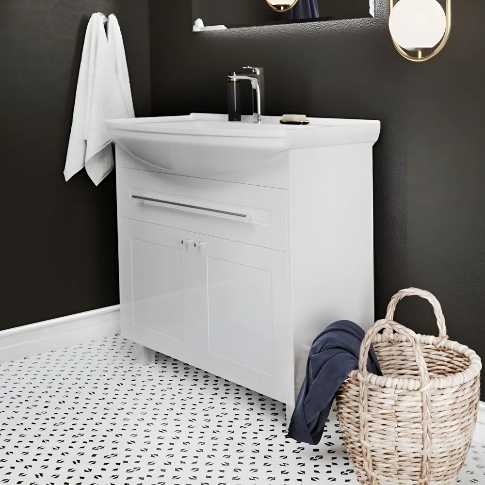 Фото 5 Тумба под раковину напольная 1Marka Lina Classic 85 см цвет белый Фото 5 Тумба под раковину напольная 1Marka Lina Classic 85 см цвет белый