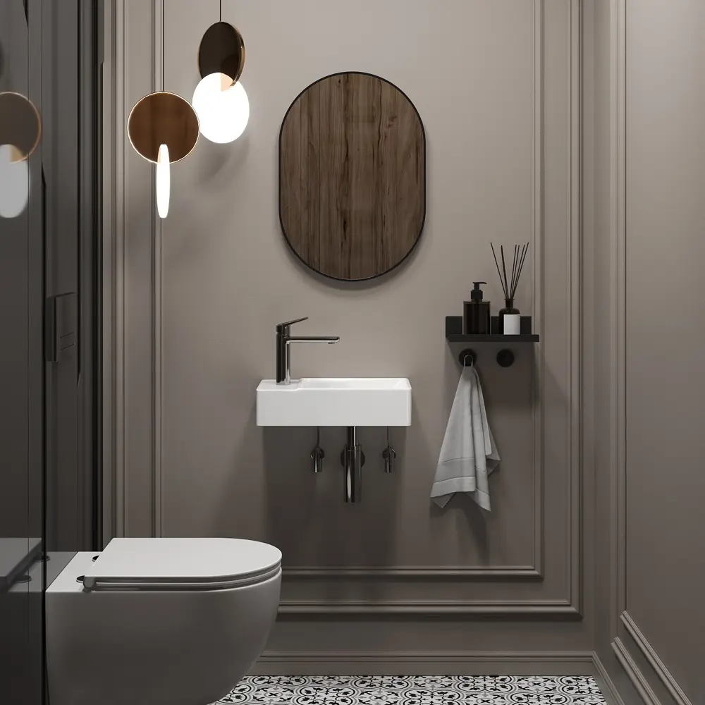 Фото 7 Раковина мини Wellsee WC Area 40см с донный клапаном сифоном смесителем и вентилем 20215569R Фото 7 Раковина мини Wellsee WC Area 40см с донный клапаном сифоном смесителем и вентилем 20215569R
