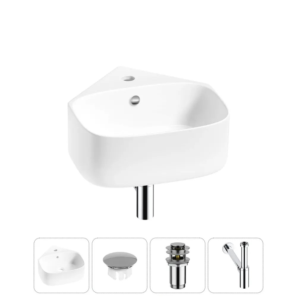 Фото Раковина мини подвесная Wellsee WC Area 39см комплект 4 в 1 20217067R
