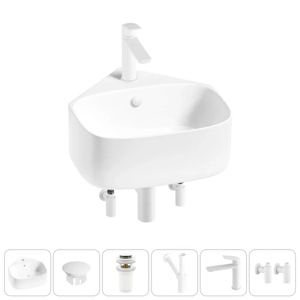 Фото Раковина мини подвесная Wellsee WC Area 39см комплект 6 в 1 20217186R Фото Раковина мини подвесная Wellsee WC Area 39см комплект 6 в 1 20217186R