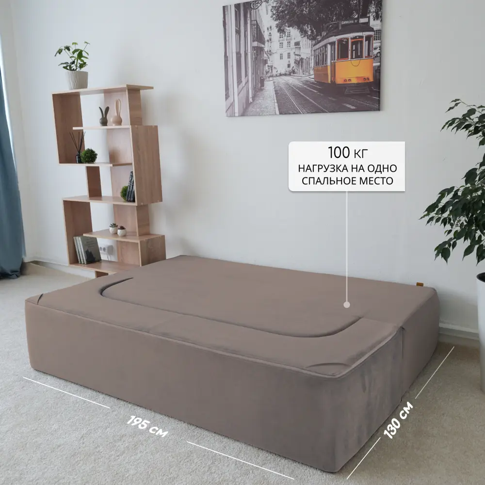 Фото 4 Диван раскладной Div-one Лайт 195x90x100 см велюр цвет какао Фото 4 Диван раскладной Div-one Лайт 195x90x100 см велюр цвет какао