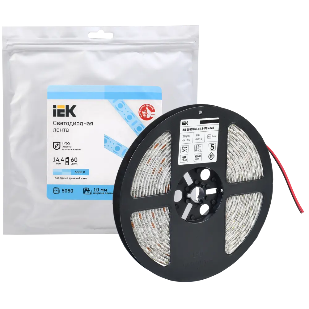 Фото Светодиодная лента IEK LSR2-2-060-65-3-05 SMD 5050 60 диод/14.4 Вт/м 12 В IP65 5 м холодный белый свет Фото Светодиодная лента IEK LSR2-2-060-65-3-05 SMD 5050 60 диод/14.4 Вт/м 12 В IP65 5 м холодный белый свет