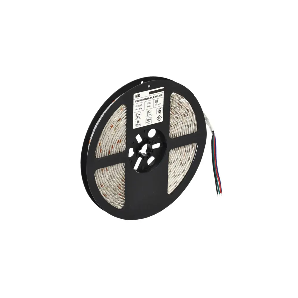 Фото 3 Светодиодная лента IEK LSR2-3-060-65-3-05 SMD 5050 60 диод/14.4 Вт/м 12 В IP65 5 м изменение цвета RGB Фото 3 Светодиодная лента IEK LSR2-3-060-65-3-05 SMD 5050 60 диод/14.4 Вт/м 12 В IP65 5 м изменение цвета RGB