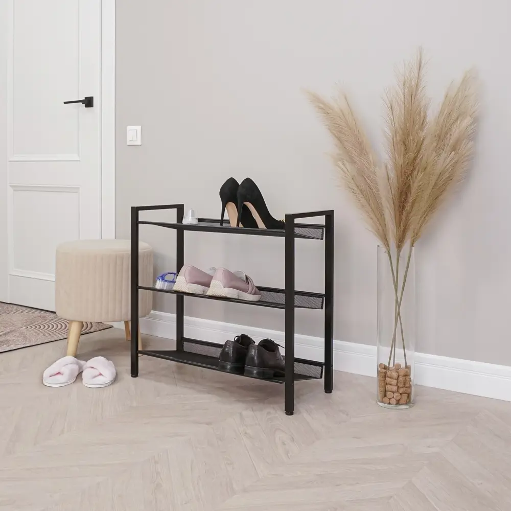 Фото Обувница ЗМИ Торонто 23 67x61x26 см 3 полки металл цвет черный Фото Обувница ЗМИ Торонто 23 67x61x26 см 3 полки металл цвет черный