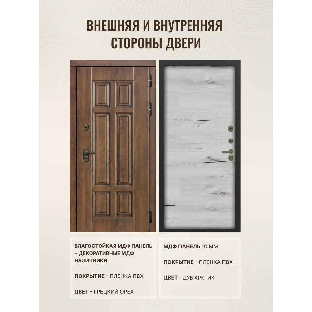 Фото 2 Дверь входная Дверипро Термо правый 205x96см цвет дуб арктик/грецкий орех Фото 2 Дверь входная Дверипро Термо правый 205x96см цвет дуб арктик/грецкий орех