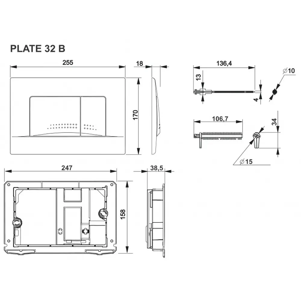 Фото 3 Клавиша для инсталляции Roca 8901130B1 Active 32B двойной смыв, цвет хром