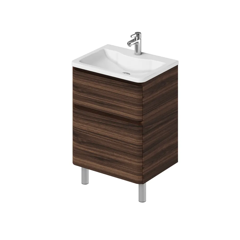 Фото Тумба с раковиной в ванную Итана Roberto 60 59.5x45x85 напольная Орех Пекан шоколад