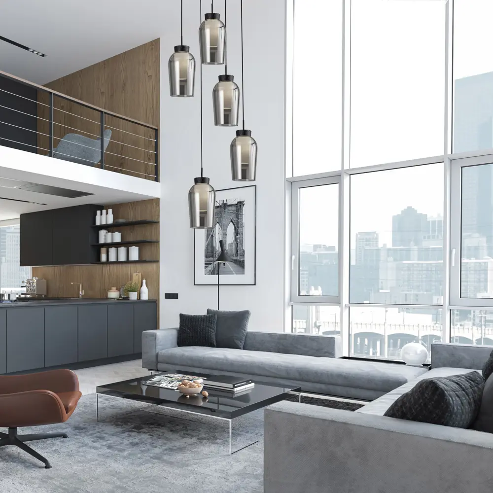 Фото 3 Люстра подвесная Mantra Nora Mn_8283 5 ламп 29 м² цвет хром/мрамор/черный