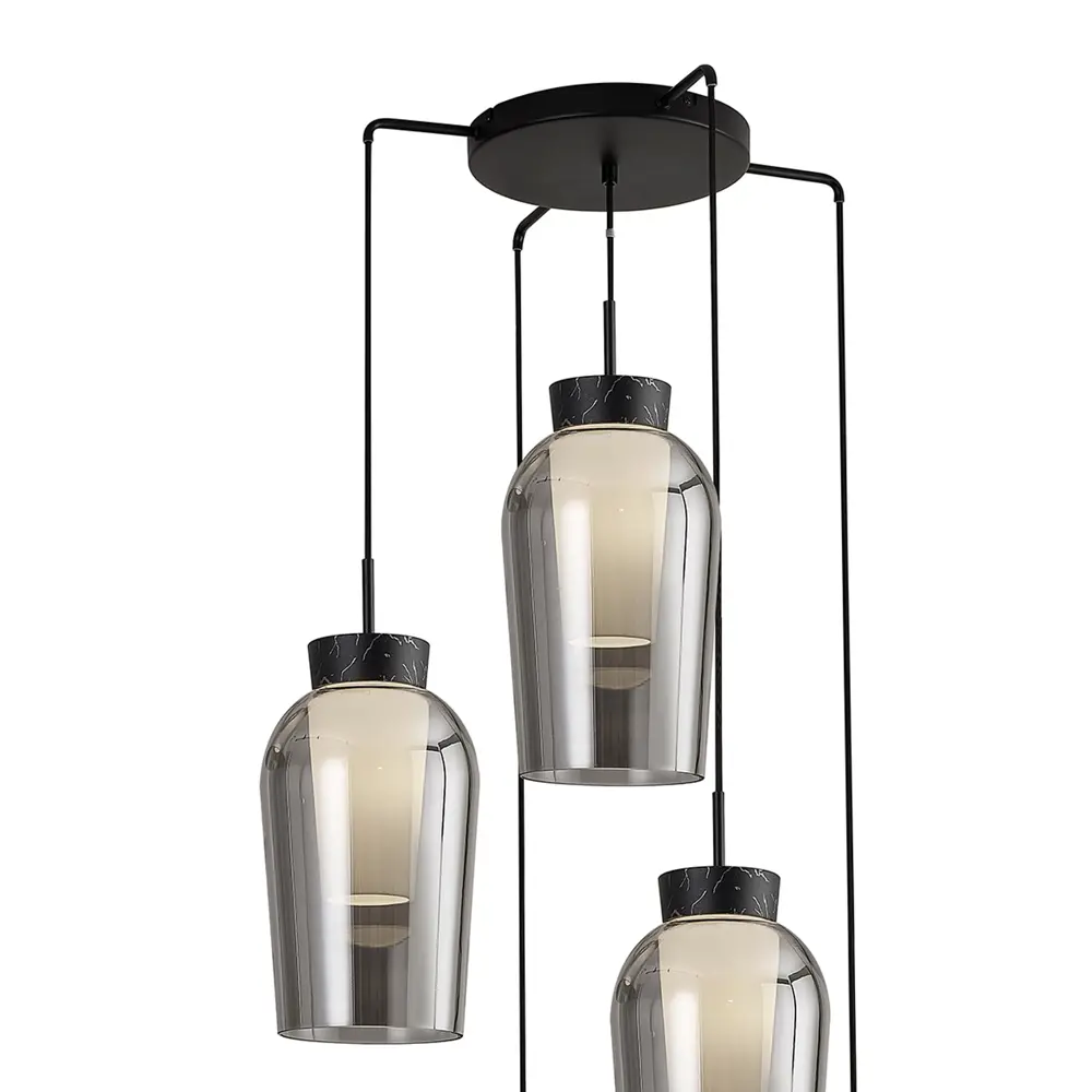 Фото 2 Люстра подвесная Mantra Nora Mn_8283 5 ламп 29 м² цвет хром/мрамор/черный