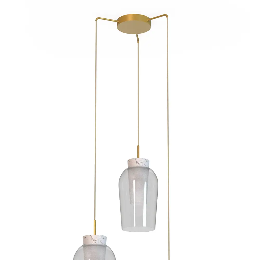 Фото 2 Люстра подвесная Mantra Nora Mn_8396 3 лампы 18 м² цвет мрамор/прозрачный/золотой Фото 2 Люстра подвесная Mantra Nora Mn_8396 3 лампы 18 м² цвет мрамор/прозрачный/золотой
