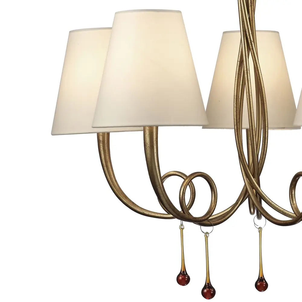 Фото 3 Люстра подвесная Mantra Paola Mn_6206 5 ламп 8 м² цвет кремовый/матовое золото Фото 3 Люстра подвесная Mantra Paola Mn_6206 5 ламп 8 м² цвет кремовый/матовое золото