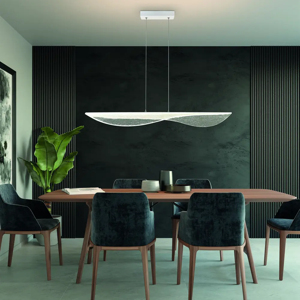 Фото 3 Люстра подвесная светодиодная Mantra Bianca Mn_7766 8 м² теплый белый (желтый) свет цвет белый/прозрачный