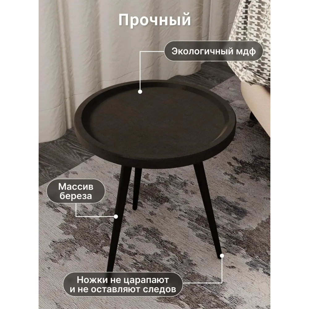 Фото 4 Журнальный столик круглый Калифорния Батл 42x42 см черный лофт/черный Фото 4 Журнальный столик круглый Калифорния Батл 42x42 см черный лофт/черный