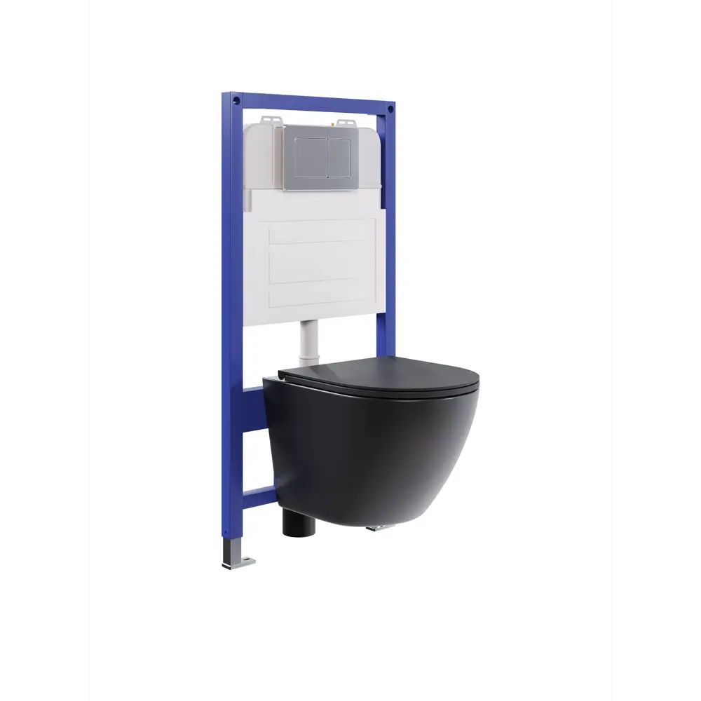 Фото 11 Комплект инсталляция с унитазом и кнопкой 3 в 1 Watersense W00577 инсталляция безободковый подвесной унитаз Milana S черный матовый кнопка нержавеющая сталь Фото 11 Комплект инсталляция с унитазом и кнопкой 3 в 1 Watersense W00577 инсталляция безободковый подвесной унитаз Milana S черный матовый кнопка нержавеющая сталь