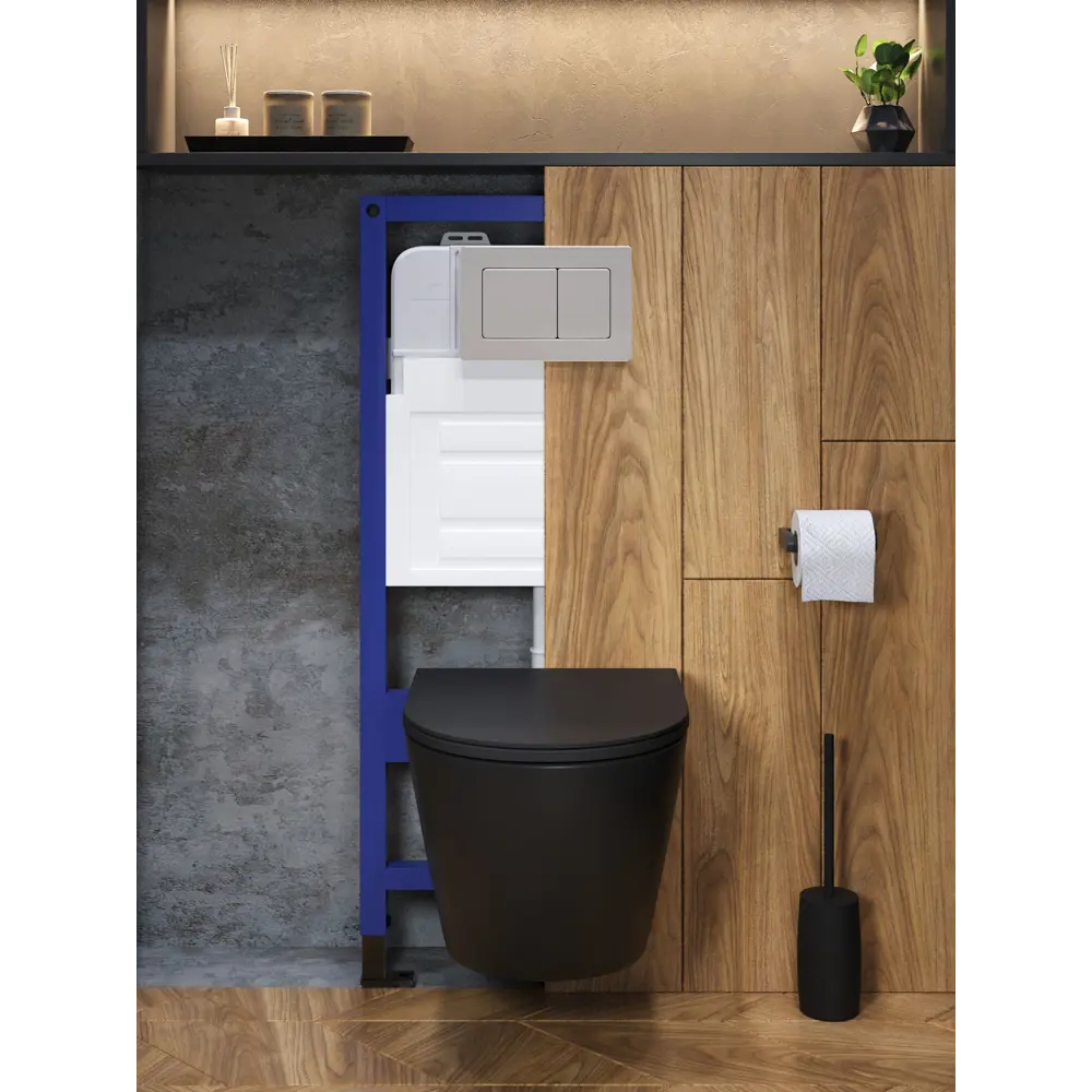 Фото 8 Комплект инсталляция с унитазом и кнопкой 3 в 1 Watersense W00577 инсталляция безободковый подвесной унитаз Milana S черный матовый кнопка нержавеющая сталь Фото 8 Комплект инсталляция с унитазом и кнопкой 3 в 1 Watersense W00577 инсталляция безободковый подвесной унитаз Milana S черный матовый кнопка нержавеющая сталь