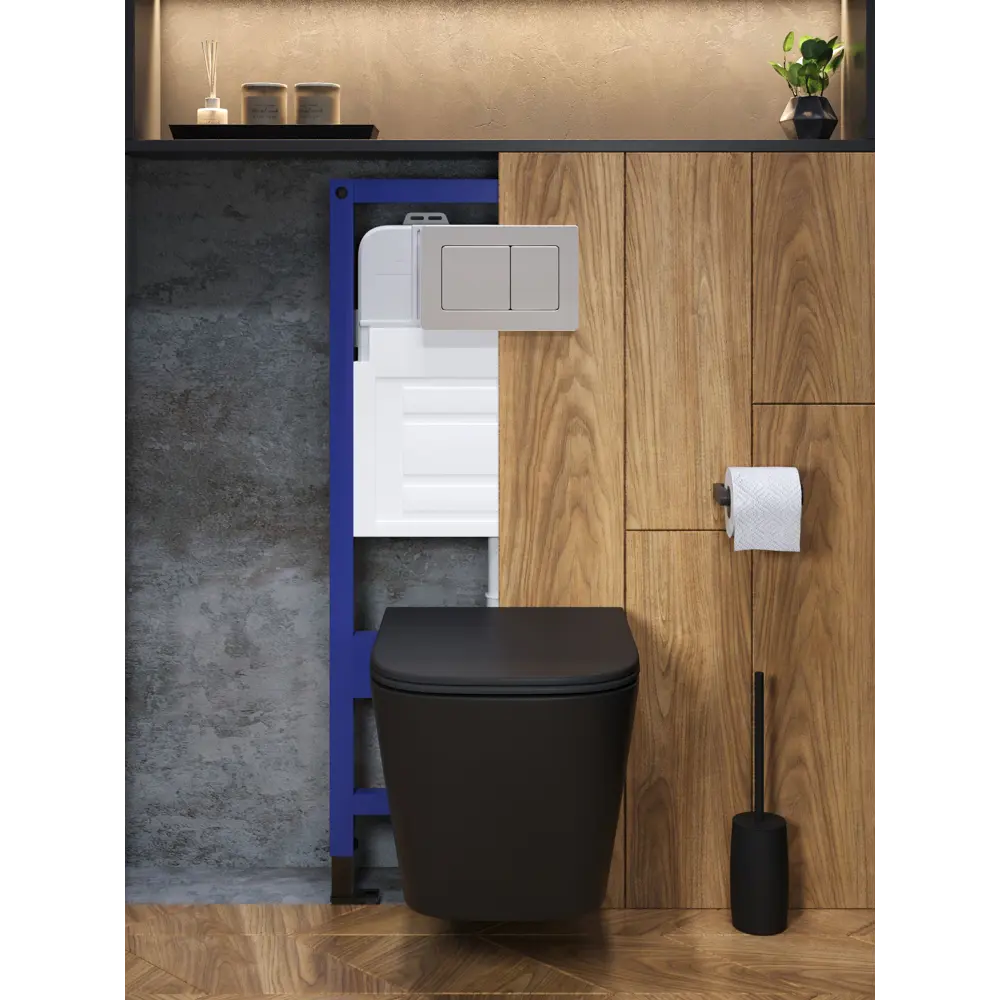 Фото 8 Комплект инсталляция с унитазом и кнопкой 3 в 1 Watersense W00580 инсталляция безободковый подвесной унитаз Eva S черный матовый кнопка нержавеющая сталь Фото 8 Комплект инсталляция с унитазом и кнопкой 3 в 1 Watersense W00580 инсталляция безободковый подвесной унитаз Eva S черный матовый кнопка нержавеющая сталь